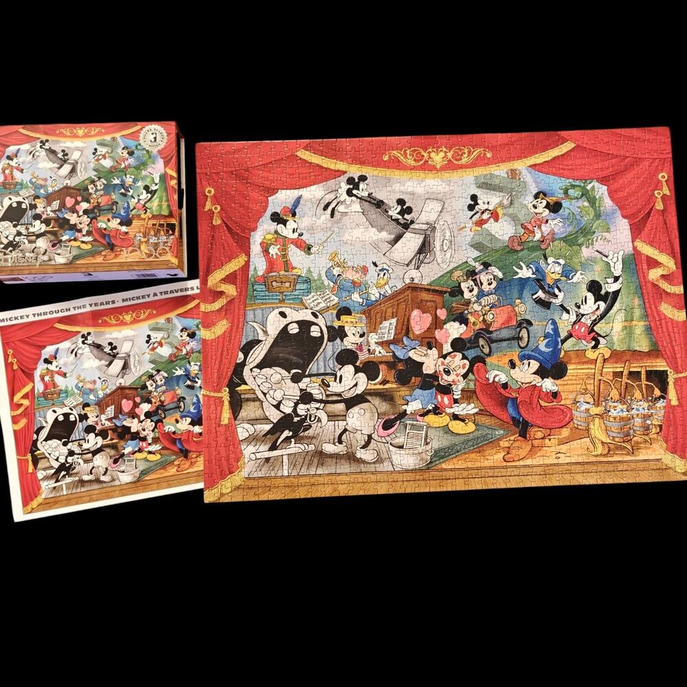 Disney Silver Select Mickey Through The Years Puzzle 1000 Piece COMPLETE EUC
